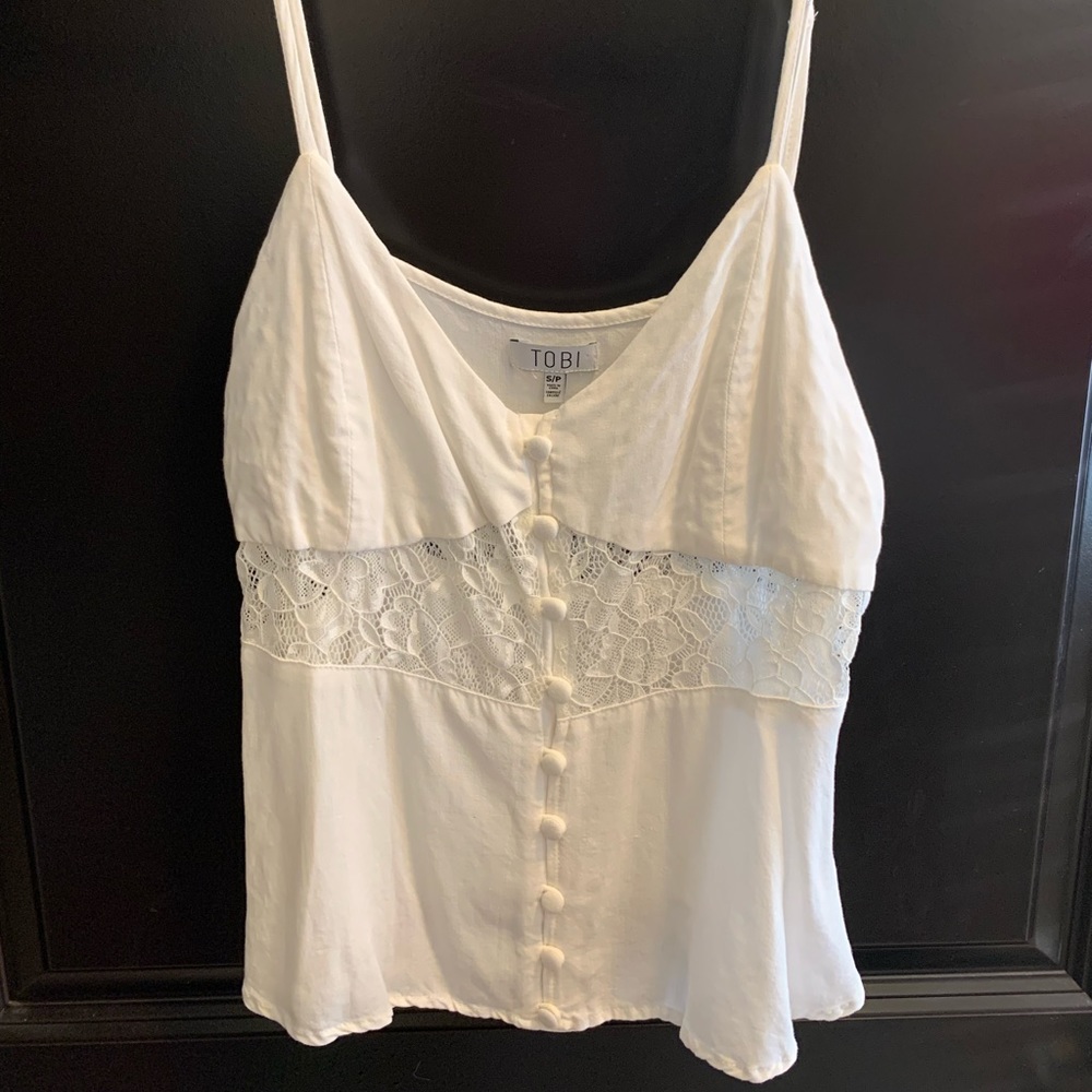 TOBI white lace tank top